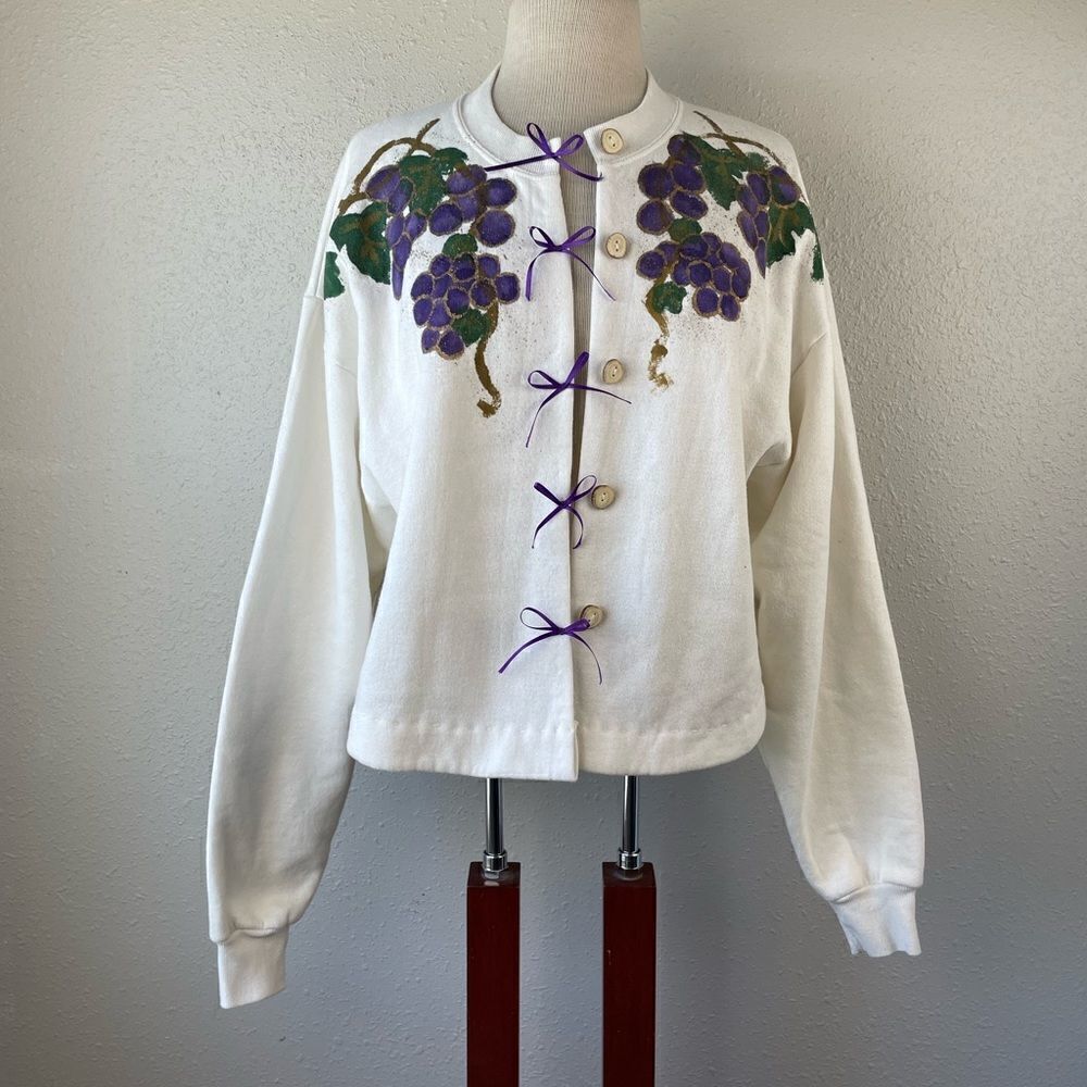 Button Down Cardigan Style Sweatshirt Size L EUC